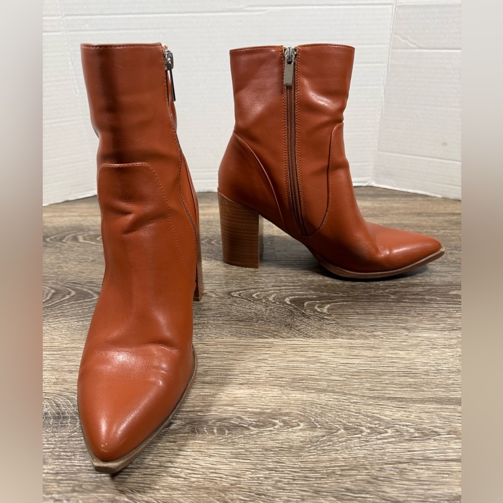 Unbranded Boots Women's 8.5 Brown/Cognac Pointed Toe Ankle Booties Southwestern